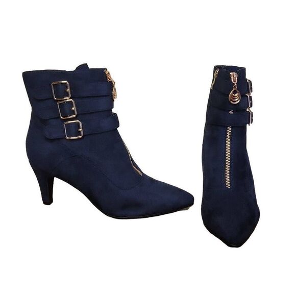 IDIFU Suede Pointed Toe Heeled Booties - Picture 6 of 13